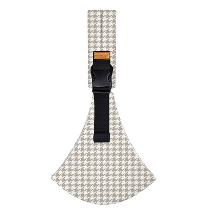 lightweight newborn carrier wrap with houndstooth pattern and black buckle on a white background