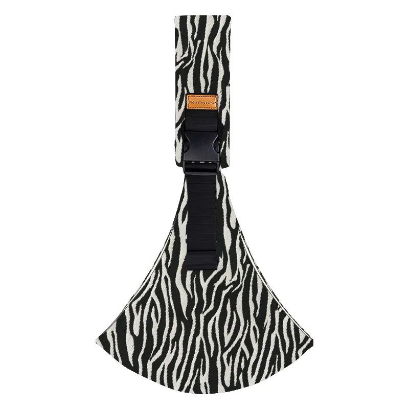 Zebra-patterned side carry baby sling